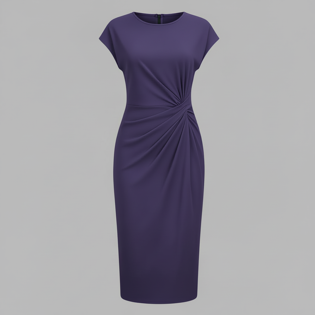 Elegant Midi Dress | Women's Short Sleeve Formal Dress