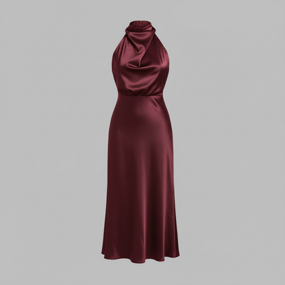Halter Evening Dress | Formal Wedding Guest Midi Gown