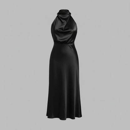 Halter Evening Dress | Formal Wedding Guest Midi Gown
