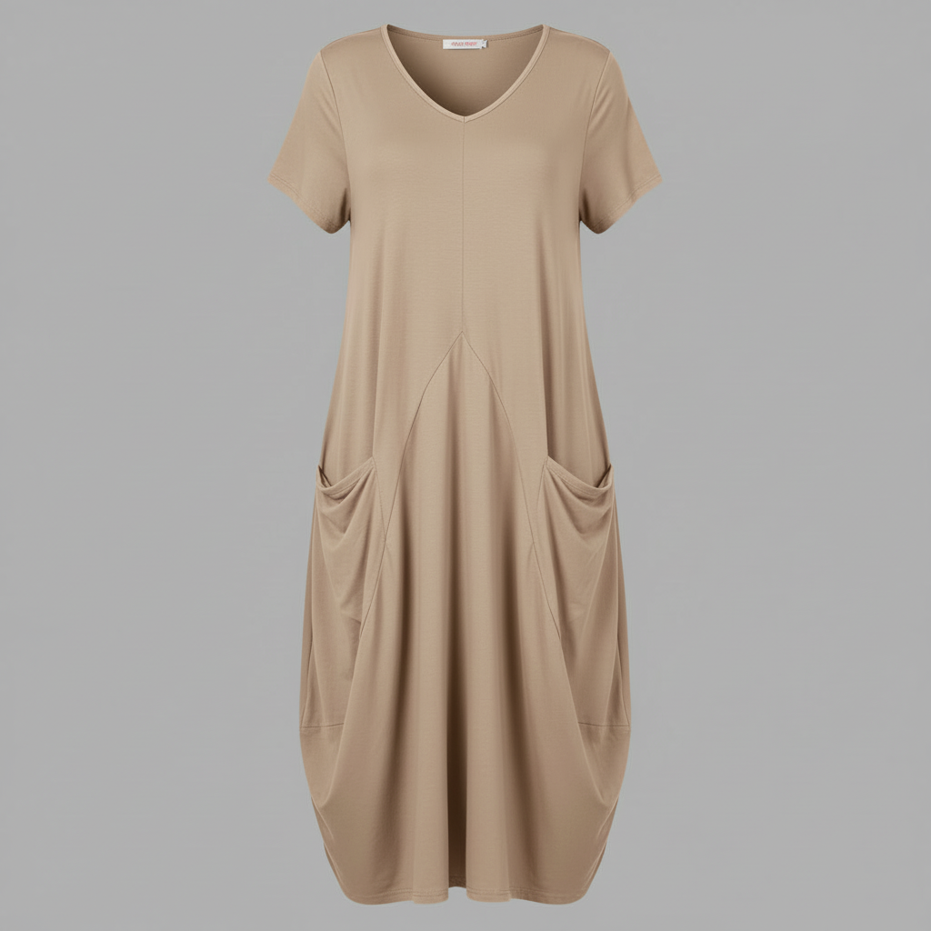 Loose Fitting Summer Midi Dress | Women's Dress with Pockets