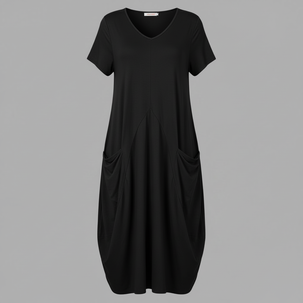 Loose Fitting Summer Midi Dress | Women's Dress with Pockets