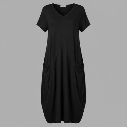 Loose Fitting Summer Midi Dress | Women's Dress with Pockets