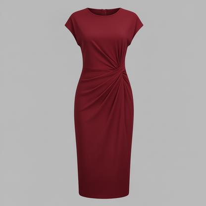 Elegant Midi Dress | Women's Short Sleeve Formal Dress