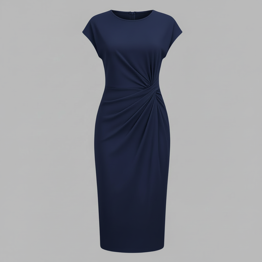 Elegant Midi Dress | Women's Short Sleeve Formal Dress