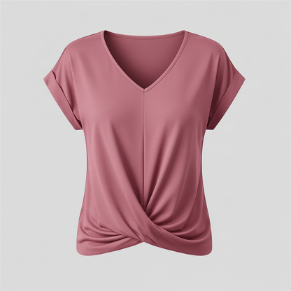 V-Neck Twist Top | Women's Blouse for Summer Casual Wear