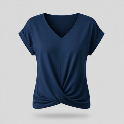 V-Neck Twist Top | Women's Blouse for Summer Casual Wear