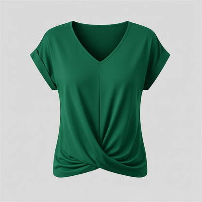 V-Neck Twist Top | Women's Blouse for Summer Casual Wear