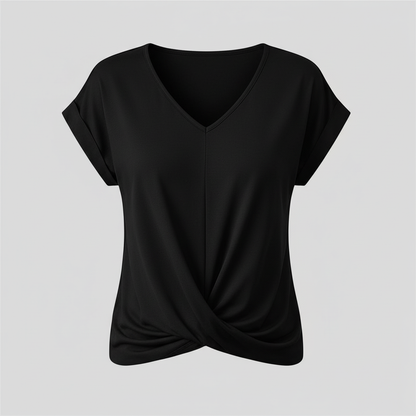 V-Neck Twist Top | Women's Blouse for Summer Casual Wear