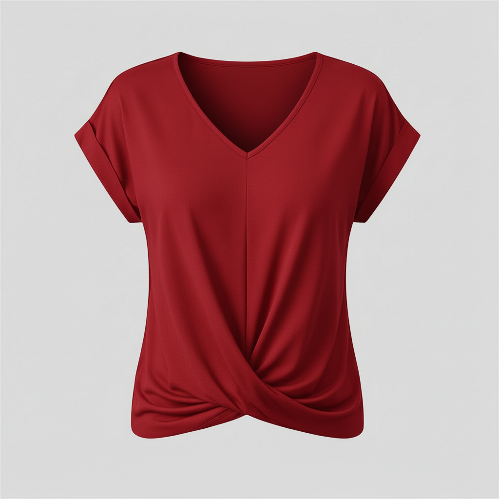 V-Neck Twist Top | Women's Blouse for Summer Casual Wear