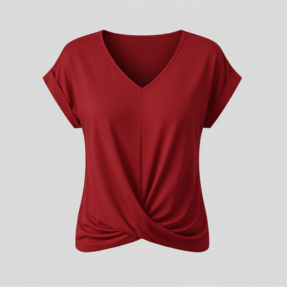 V-Neck Twist Top | Women's Blouse for Summer Casual Wear