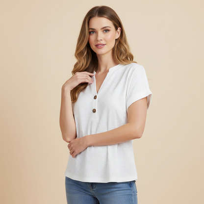 Women's V-Neck Top | Casual Short Sleeve Shirt